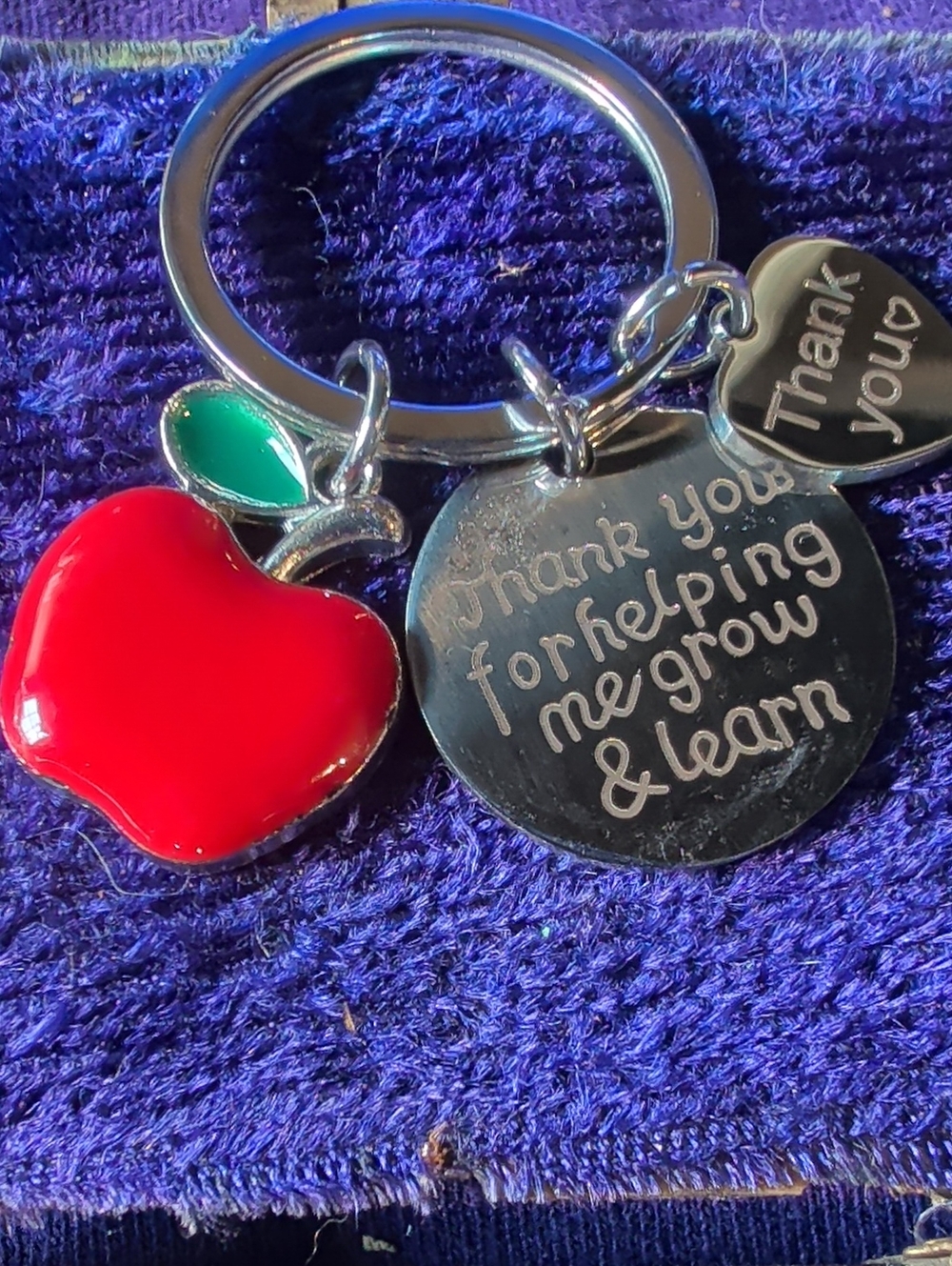 Unique Vintage Red Apple Enamel Teacher Keychain